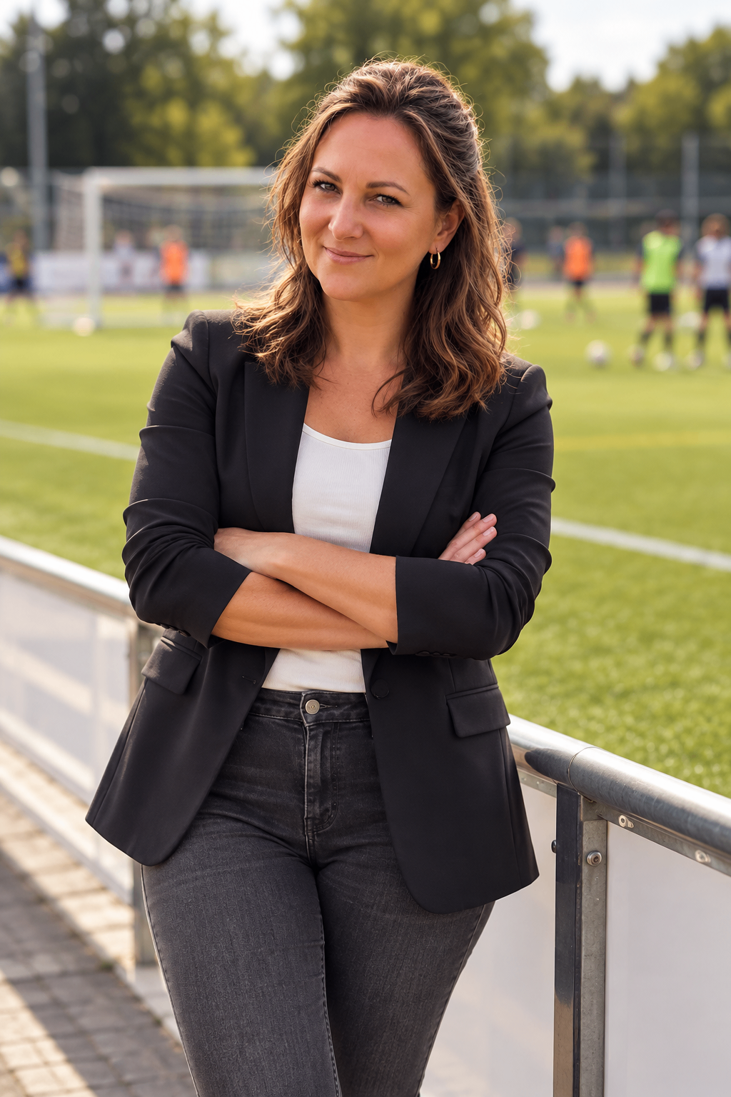 Sandra Lochmann am Spielfeldrand
